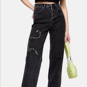 Crystal Scorpion Runway Wide Leg Jeans